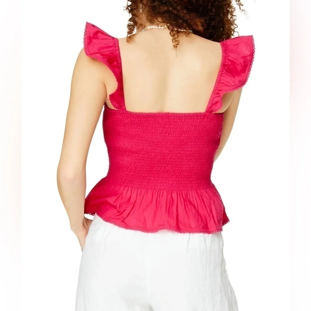 NWOT Summer Beach Roller Rabbit Pink Dove Top Smocked Tank Top Size XL - Picture 4 of 11